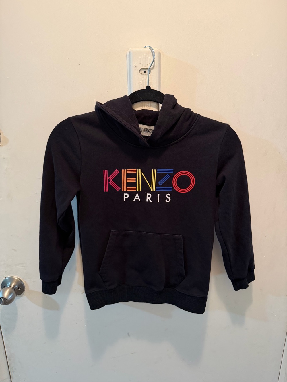 Kenzo Kids Black Hoodie with Rainbow Logo 6/7